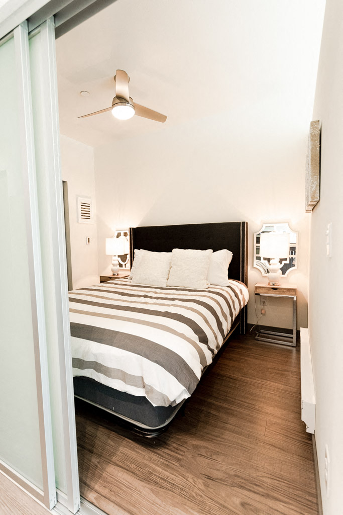 Two Bedroom Apartments in Seattle, WA - Icon Apartments Bedroom with Hardwood Floors and Large Closet at Icon Apartments, Seattle, 98104